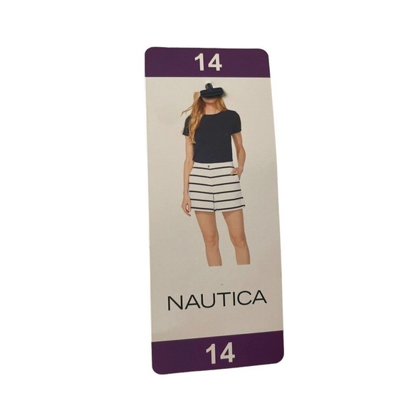 Nautica New White and Blue Striped Shorts With Pockets Size 14 Preppy Nautical - Picture 7 of 10